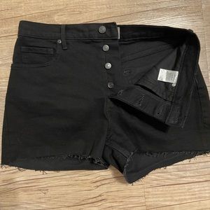 Everlane Black Button Fly Cheeky Denim Shorts 30W